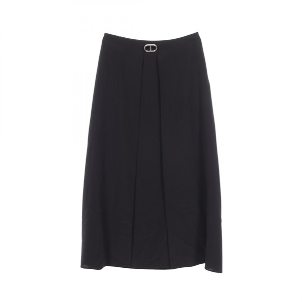 HERMES Chane d'Ancre Long Skirt #34 silk Black Used Women