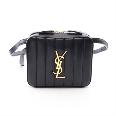 SAINT LAURENT PARIS Vickie Waist Belt Bum Bag leather Black Used Women