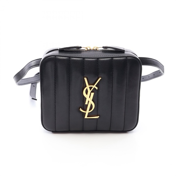 SAINT LAURENT PARIS Vickie Waist Belt Bum Bag leather Black Used Women