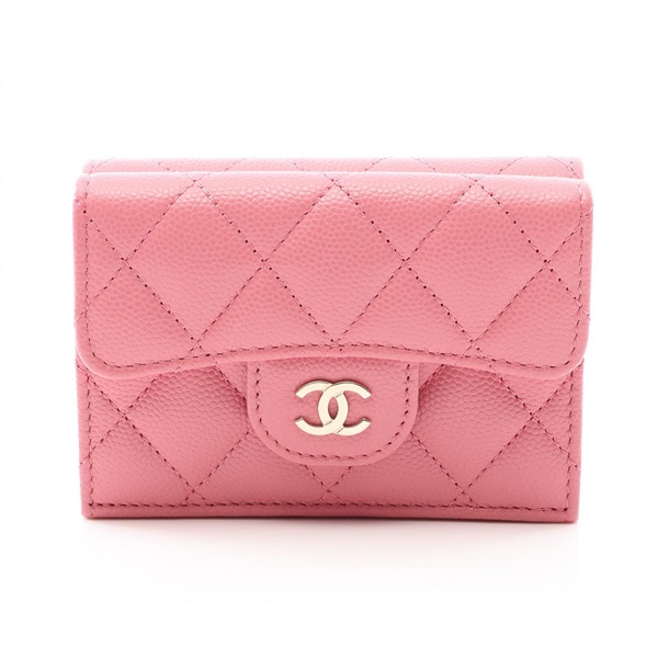 CHANEL Classic Small Flap Matelasse Tri-fold Wallet AP0230 leather Pink GHW Used