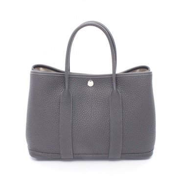 HERMES Garden Party TPM Tote Handbag Negonda leather Gray Gris Misty SHW Used K