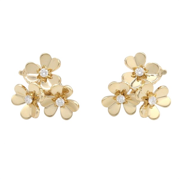 Van Cleef & Arpels Frivole Diamond Earrings 18KYG Yellow Gold Clear Used Women