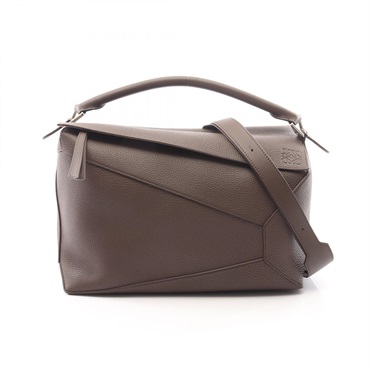LOEWE Puzzle Edge Large shoulder crossbody Handbag leather Brown Used Women