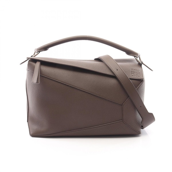 LOEWE Puzzle Edge Large shoulder crossbody Handbag leather Brown Used Women