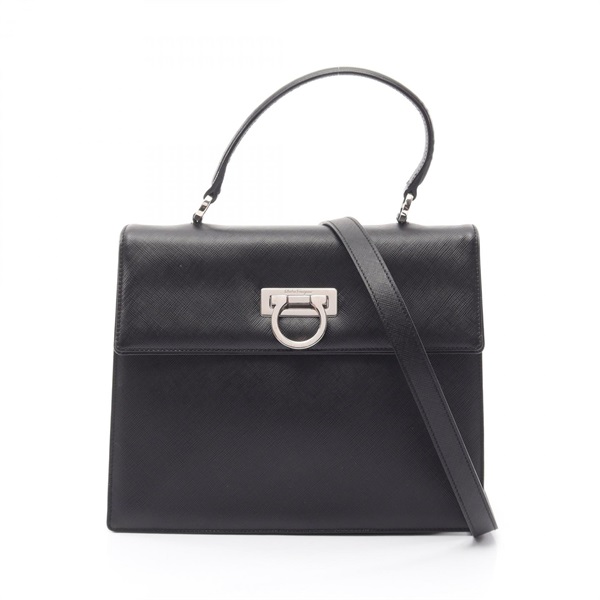 Salvatore Ferragamo Gancini Shoulder Handbag leather Black Used Women SHW