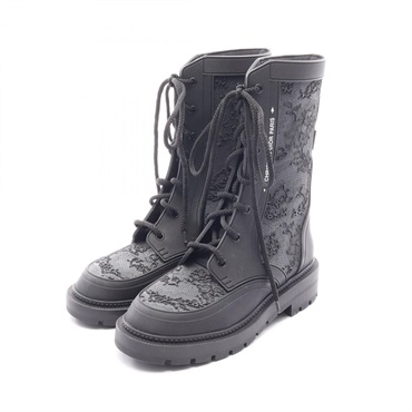 Christian DIOR CAMP lace short boots #37 shoes rubber Black Used Women