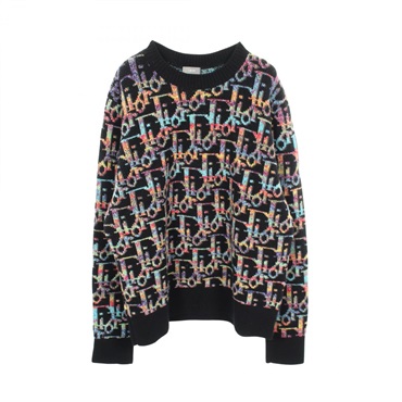Christian Dior Oblique pattern Knitwear Sweater 193M638AT344 wool Black Used #XL
