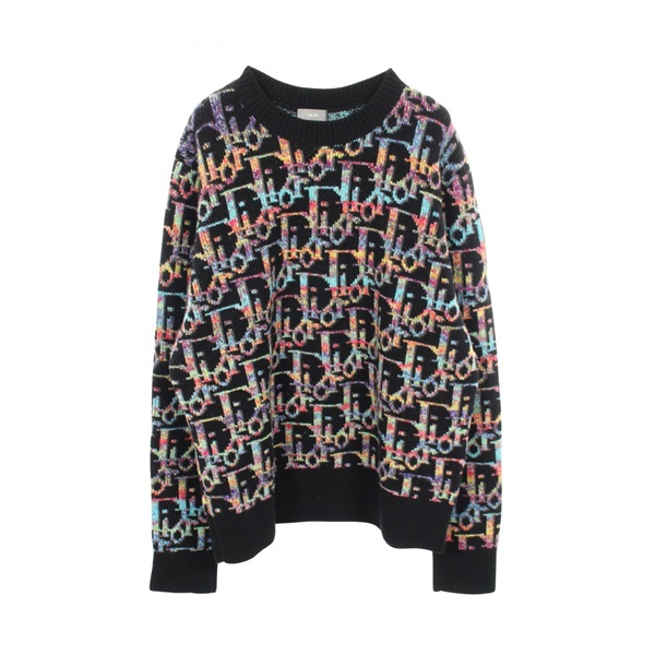 Christian Dior Oblique pattern Knitwear Sweater 193M638AT344 wool Black Used #XL