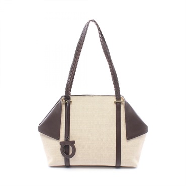 Salvatore Ferragamo Braided handle Tote Shoulder Bag 21A710 canvas leather Used