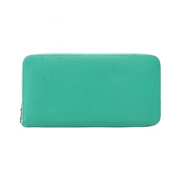 HERMES Azap Long Around zip long wallet purse T Chevre Menthe Used Women SHW