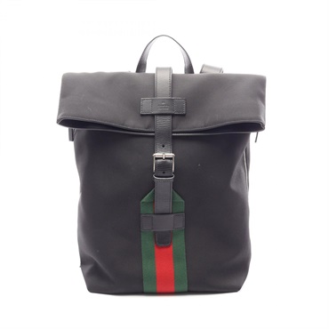 GUCCI Sherry line Rucksack Backpack 619749 leather Nylon canvas Black Used mens