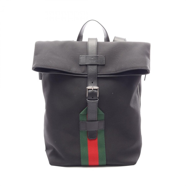 GUCCI Sherry line Rucksack Backpack 619749 leather Nylon canvas Black Used mens