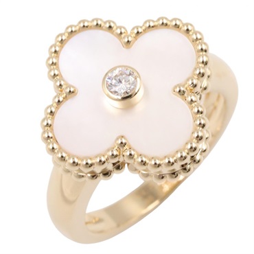 Van Cleef & Arpels Vintage Alhambra Diamond Mother of pearl Ring 18KYG Gold used