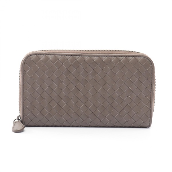 BOTTEGA VENETA Intrecciato Around long wallet purse leather Beige Used Women