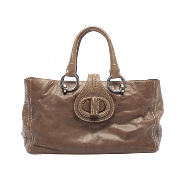 PRADA Square Tote Handbag BN2067 leather Khaki Used Women