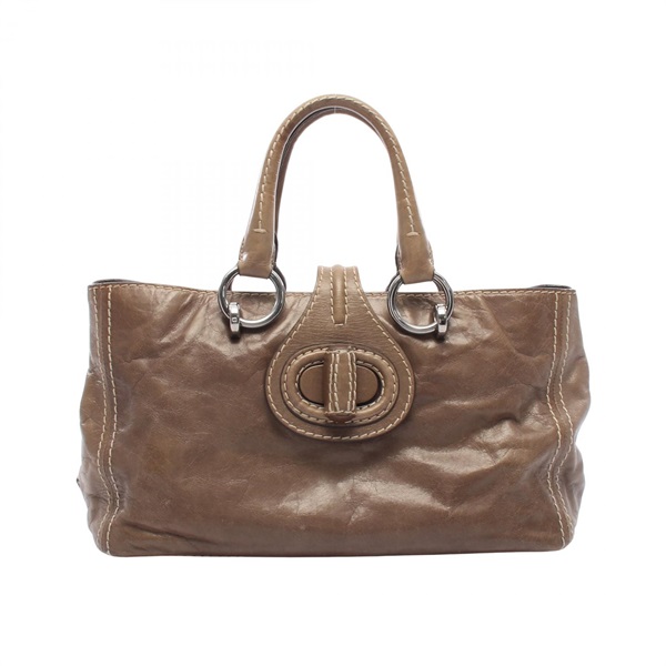 PRADA Square Tote Handbag BN2067 leather Khaki Used Women