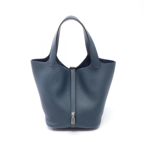 HERMES Picotin Lock MM Tote Handbag Clemence leather Blue saphir SHW Used B