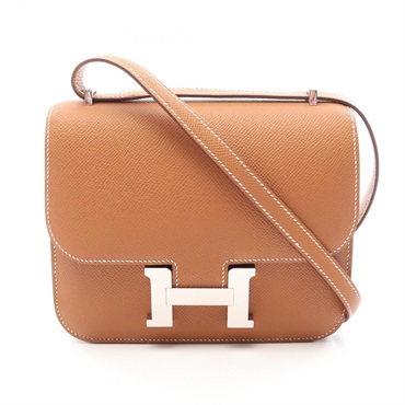 HERMES Constance III Mini Shoulder Handbag Epsom leather Brown Gold SHW Used W