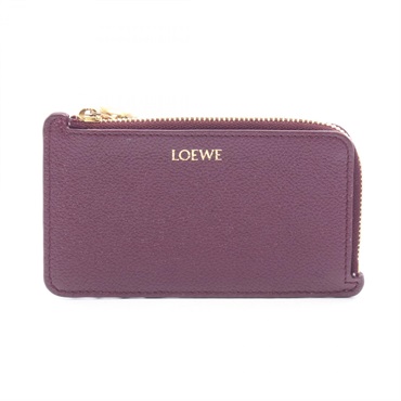 LOEWE Card Case coin purse wallet leather Purple Used Women