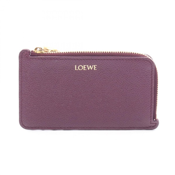 LOEWE Card Case coin purse wallet leather Purple Used Women