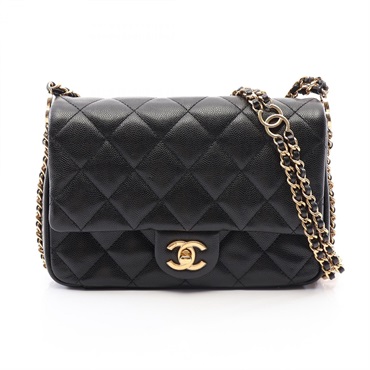 CHANEL Matelasse chain crossbody Shoulder Bag AS3757 leather Black Used GHW