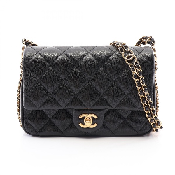 CHANEL Matelasse chain crossbody Shoulder Bag AS3757 leather Black Used GHW