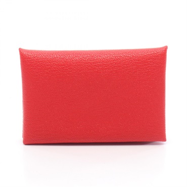 HERMES Calvi Verso coin purse wallet K Chevre leather Rouge coeur Women SHW