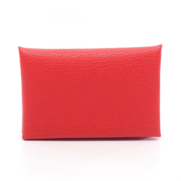HERMES Calvi Verso coin purse wallet K Chevre leather Rouge coeur Women SHW