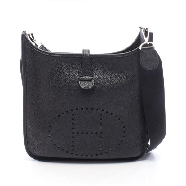 HERMES Evelyne 3 PM Shoulder crossbody Bag D Taurillon Clemence Black Used SHW