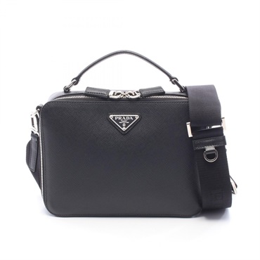PRADA Brique 2WAY Shoulder Crossbody Handbag 2VH069 leather Black Used unisex