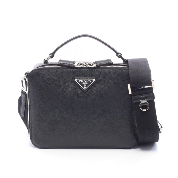 PRADA Brique 2WAY Shoulder Crossbody Handbag 2VH069 leather Black Used unisex