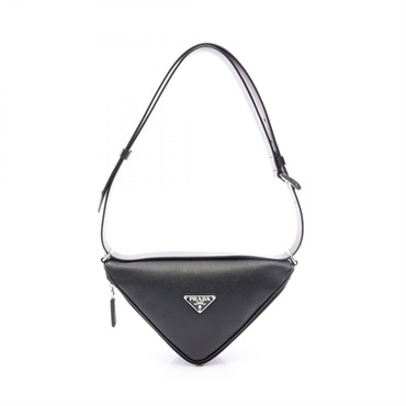 PRADA SAFFIANOSA CUIR Triangle Shoulder Bag 2VL039 Saffiano leather Black Used