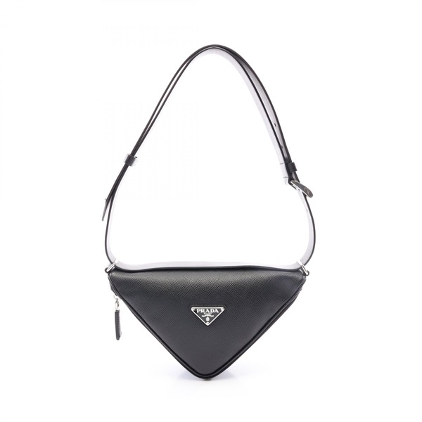 PRADA SAFFIANOSA CUIR Triangle Shoulder Bag 2VL039 Saffiano leather Black Used