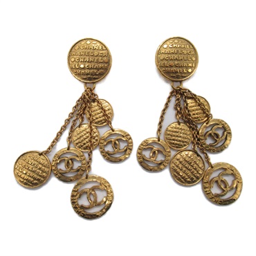CHANEL Vintage Earring Gold Plated Gold Used CC Coco women