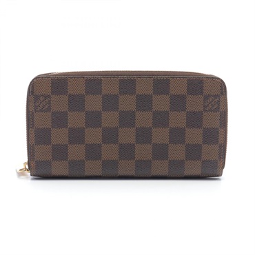 LOUIS VUITTON Zippy long wallet N60015 Damier canvas Brown Ebene Used unisex LV