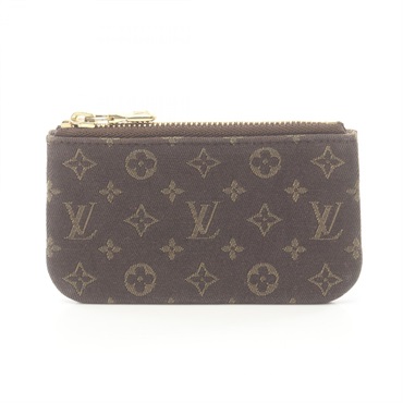 LOUIS VUITTON Pochette Cle coin purse M95230 Monogram min Lin canvas Brown Ebene
