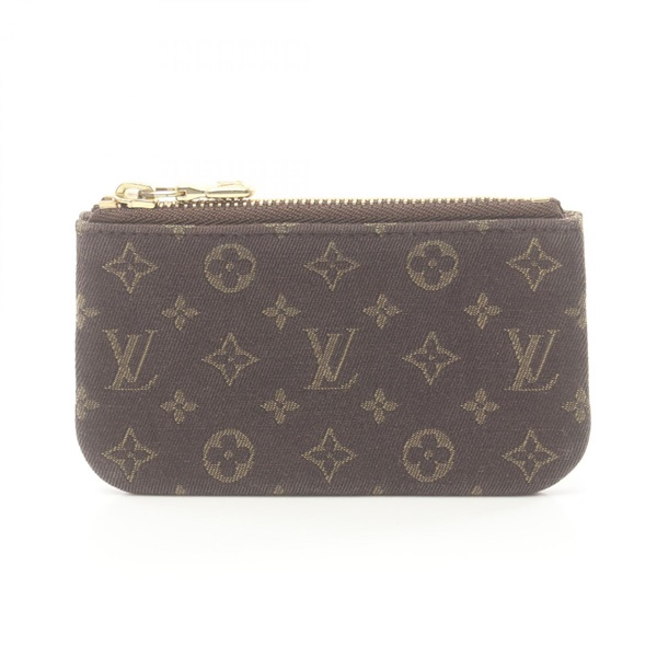LOUIS VUITTON Pochette Cle coin purse M95230 Monogram min Lin canvas Brown Ebene