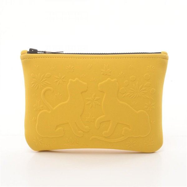 HERMES Neobain PM Flat Pouch bag Polyamide Elastane Yellow Used Women