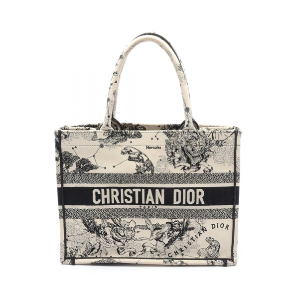 Christian Dior BOOK TOTE Medium Tote Bag M1296ZRHZ canvas jacquard Beige Black