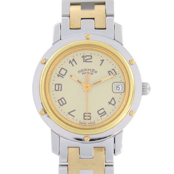 HERMES Clipper Wrist Watch CL4.220 Quartz Stainless Steel Used Women