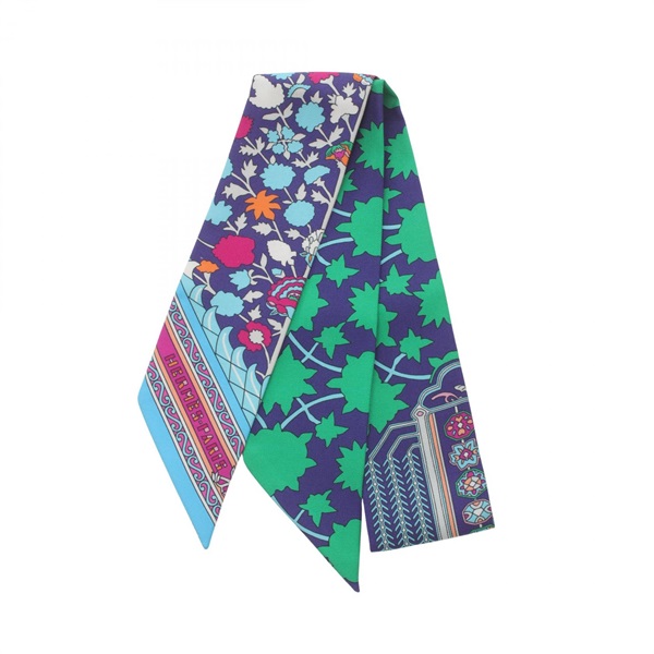HERMES Twilly Tapis Persans Scarf silk silk Blue Multicolor Used Women