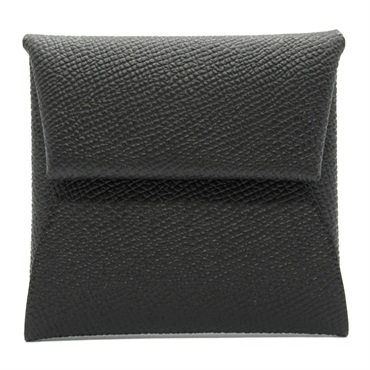 HERMES Bastia coin purse wallet Epsom leather Black Noir Used unisex W SHW
