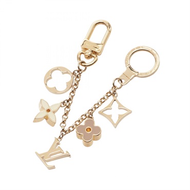 LOUIS VUITTON Chain Fleur de Monogram Bag Charm key ring M65111 Gold Plated Used