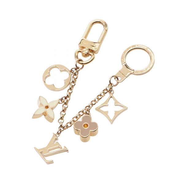 LOUIS VUITTON Chain Fleur de Monogram Bag Charm key ring M65111 Gold Plated Used