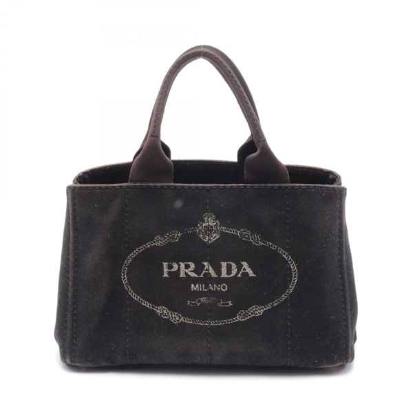 PRADA CANAPA Hand Tote Bag BN1877 canvas Black Used Women logo