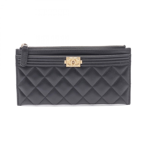 CHANEL Boy chanel Pouch mini bag A81254 leather Black Used Women GHW CC Coco