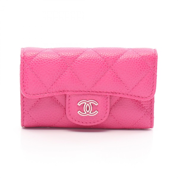 CHANEL Matelasse key holder A31503 leather Grained calfskin Pink Used Women SHW