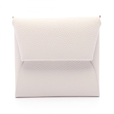 HERMES Bastia coin purse wallet Epsom leather White Used Women W SHW