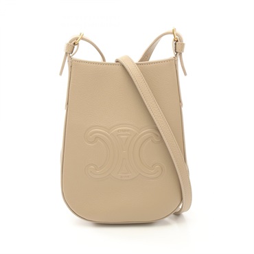 CELINE Mobile Pouch Heloise Shoulder Bag 10M759GB7 leather Beige Used crossbody