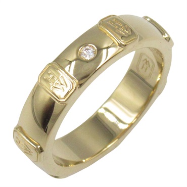 HARRY WINSTON Logo band 1P Diamond Ring 18KYG Yellow Gold Used US size 4.75